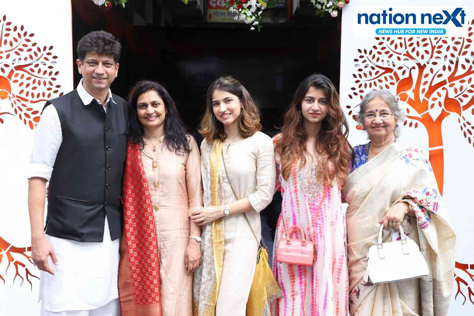 From left: Dr Major Shantanu, Dr Shilpa, Niharika, Noyonika and Shuvra Mukerji during the inauguration of Advance Diagnostics Pathlab for COVID RT-PCR at Indora Square in Nagpur